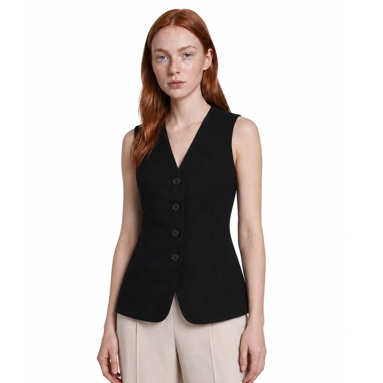 Madewell Black Vest Women's Size 4 V-Neck Button Front Tailored Sleeveless